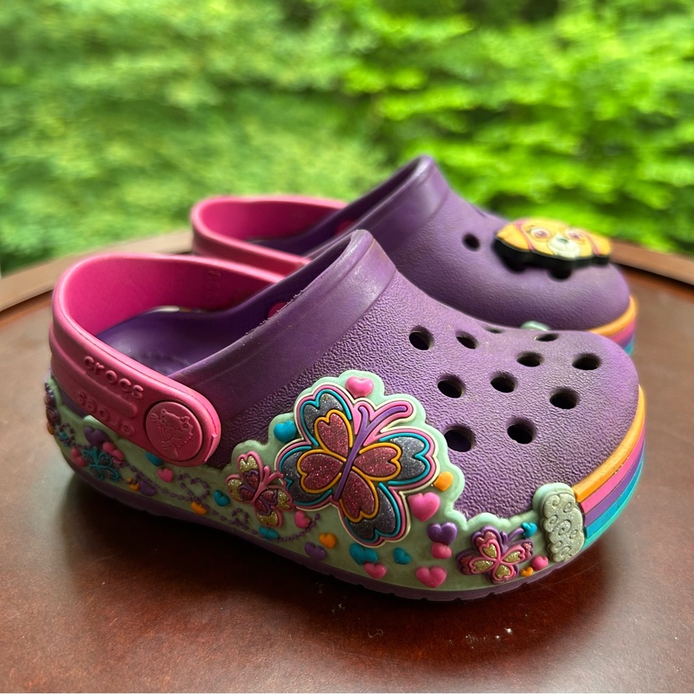 Crocs x Paw Patrol | Toddler Girl Size 5 | Rare Rainbow Butterfly Skye Clogs - Picture 6 of 12